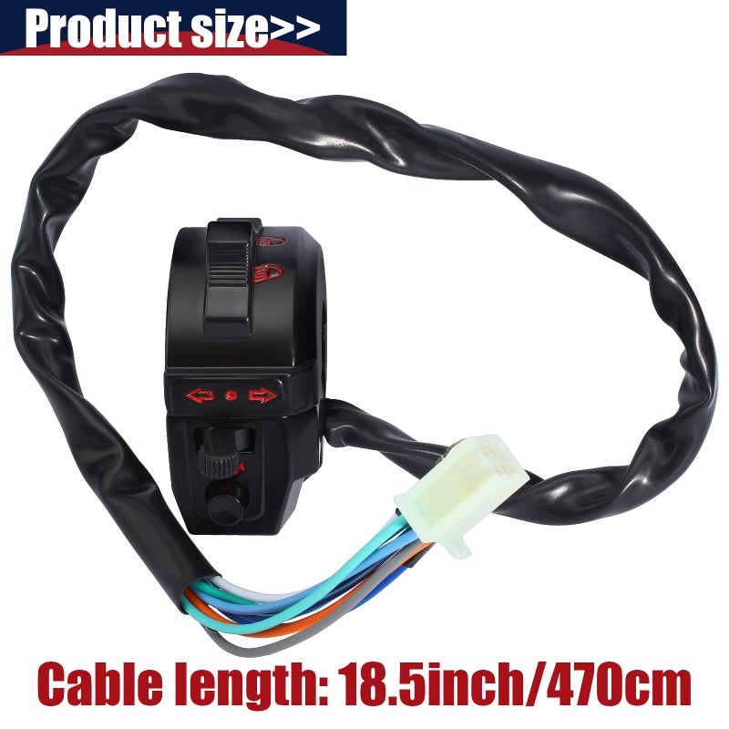 QAZAKY Universal Control Turn Signal Horn Function Head Light Low High Beam Left Switch for 7/8inch 22mm Handlebar Motorcycle Motorbike ATV Dirt Bike Scooter Suzuki Yamaha Kawasaki Kymco Polaris - Image 3